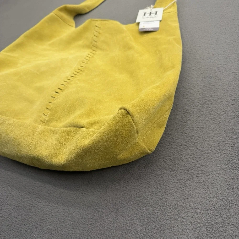 Haute Hippie Leather Festival Suede Leather Hobo Chartreuse Purse Bag Pouch New
